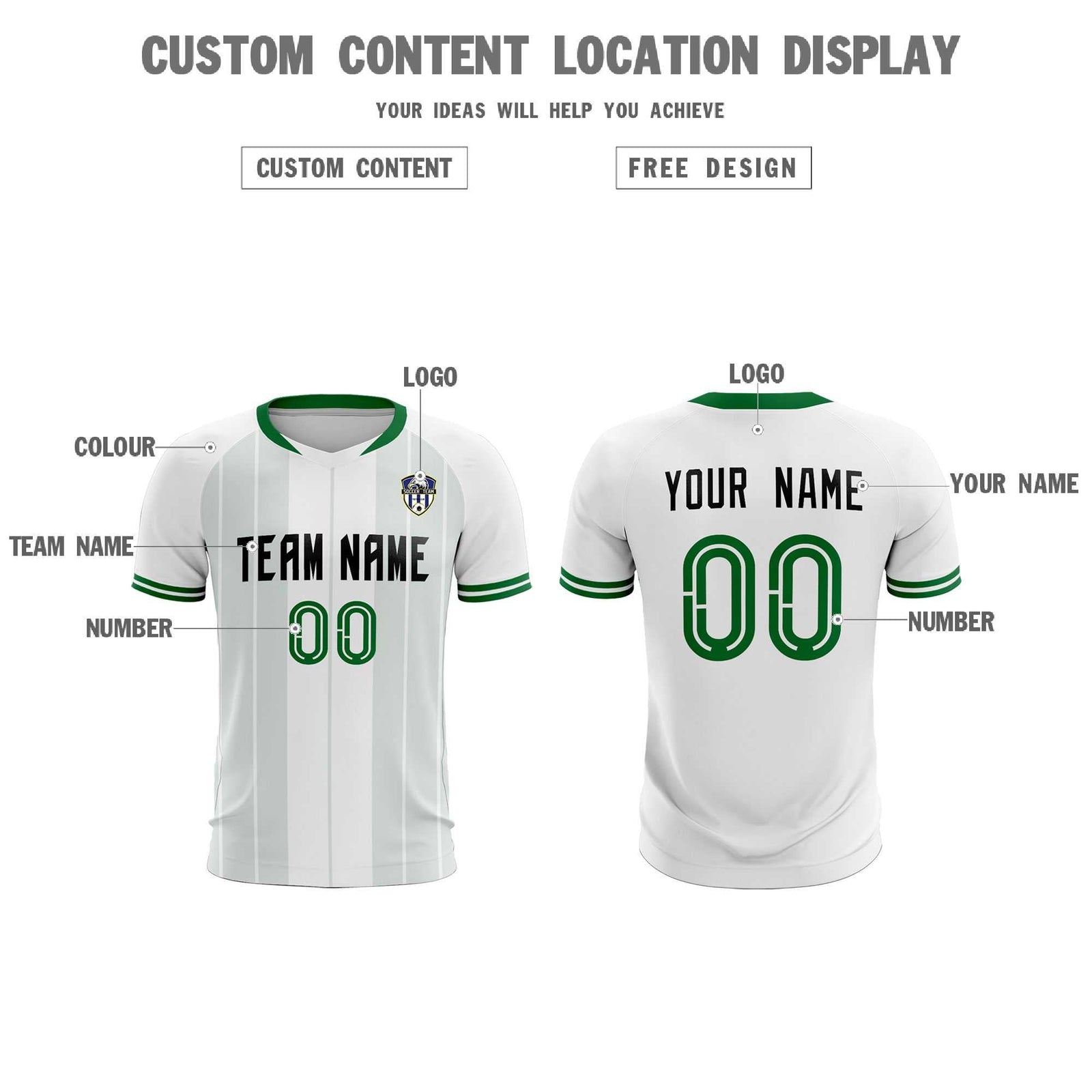 Custom White Classic Striped Personalized Soccer Tops/Sets Jersey