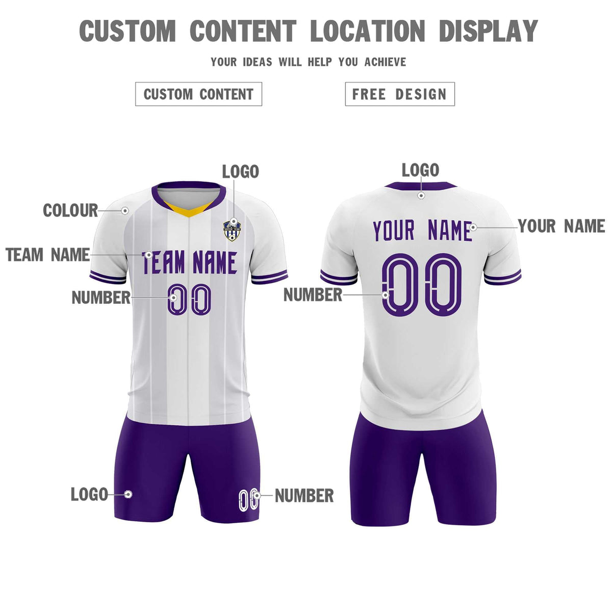 Custom White Classic Striped Personalized Soccer Tops/Sets Jersey