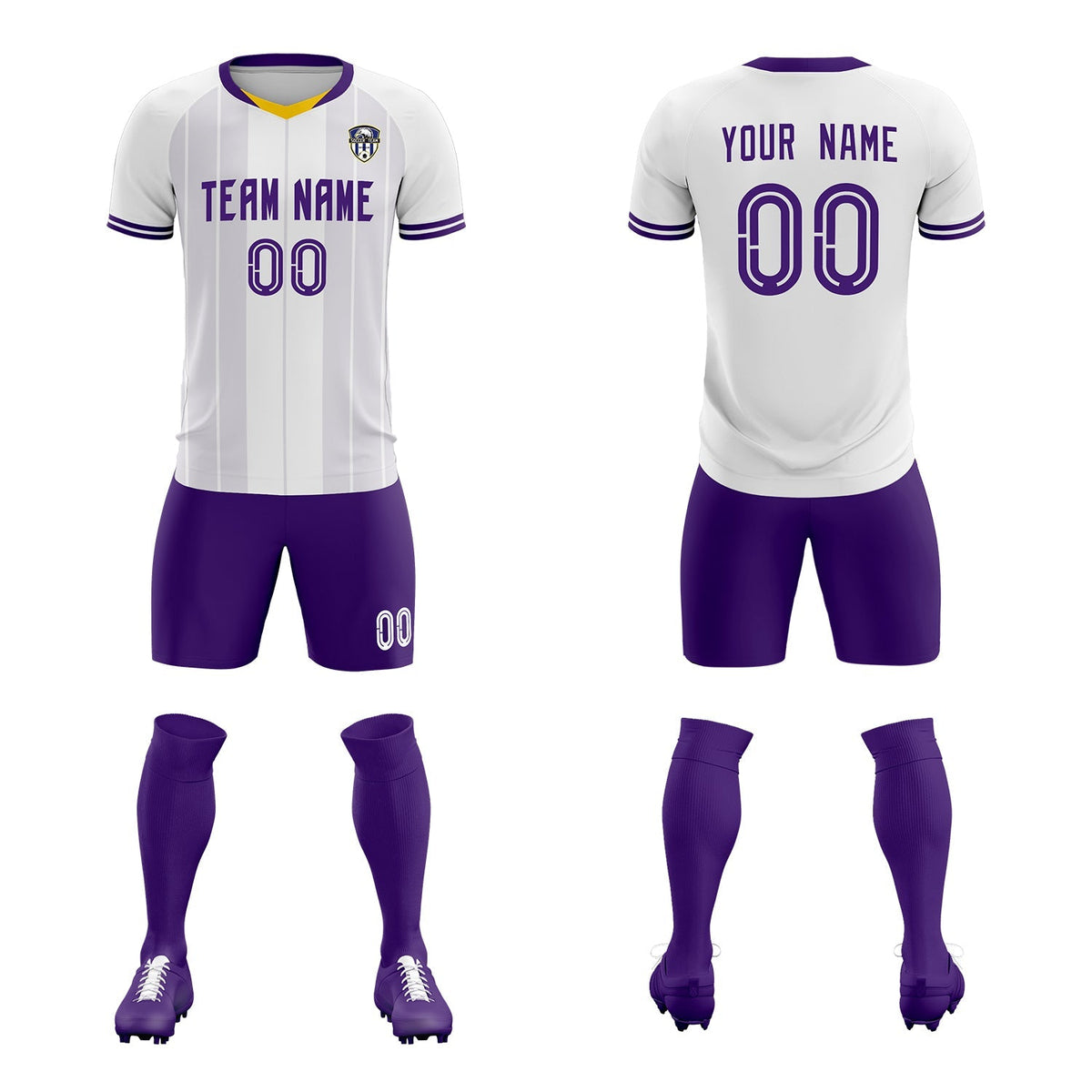 Custom White Classic Striped Personalized Soccer Tops/Sets Jersey