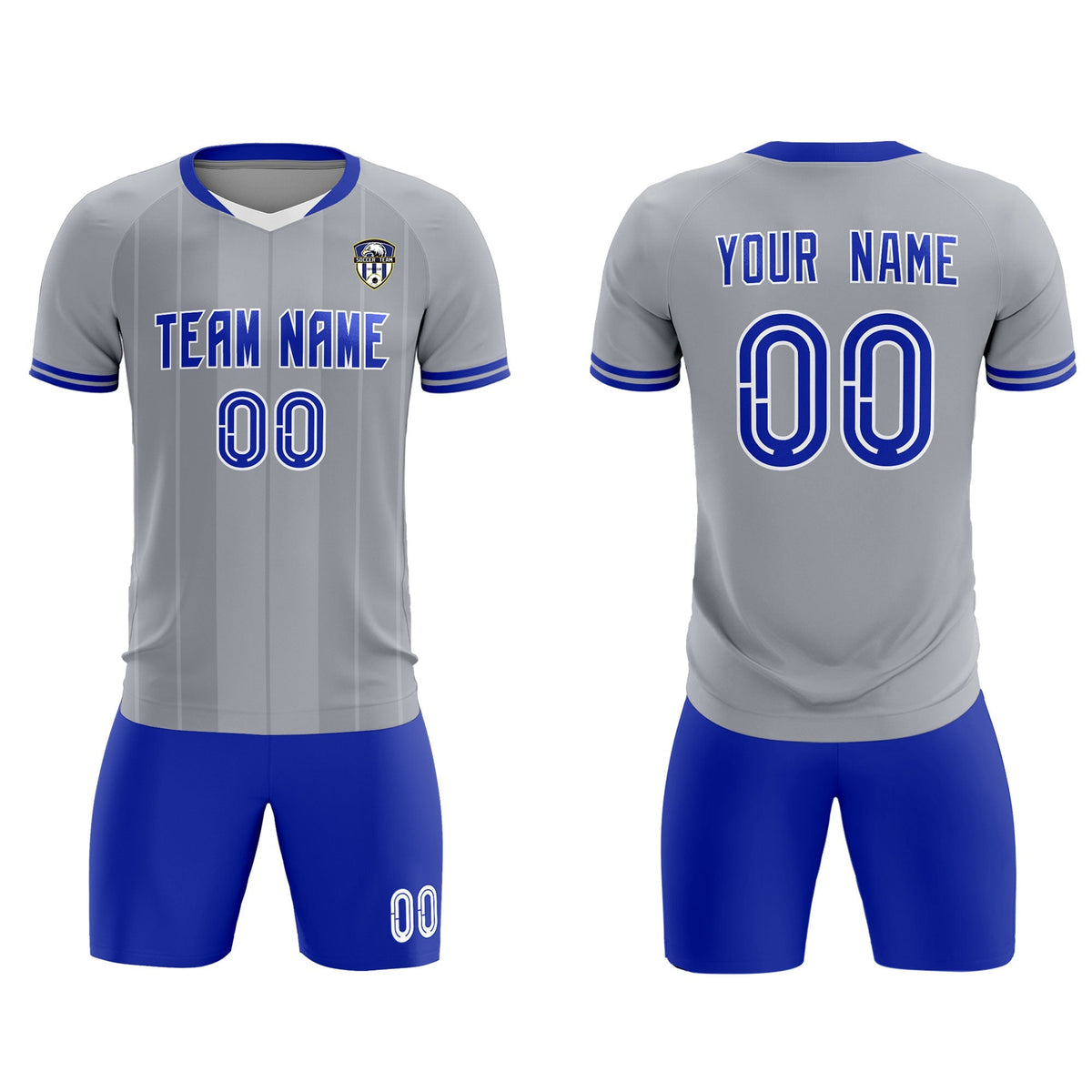 Custom Gray Classic Striped Personalized Soccer Tops/Sets Jersey