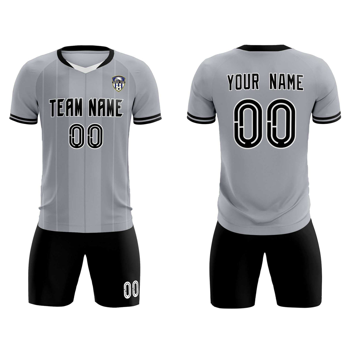 Custom Gray Classic Striped Personalized Soccer Tops/Sets Jersey