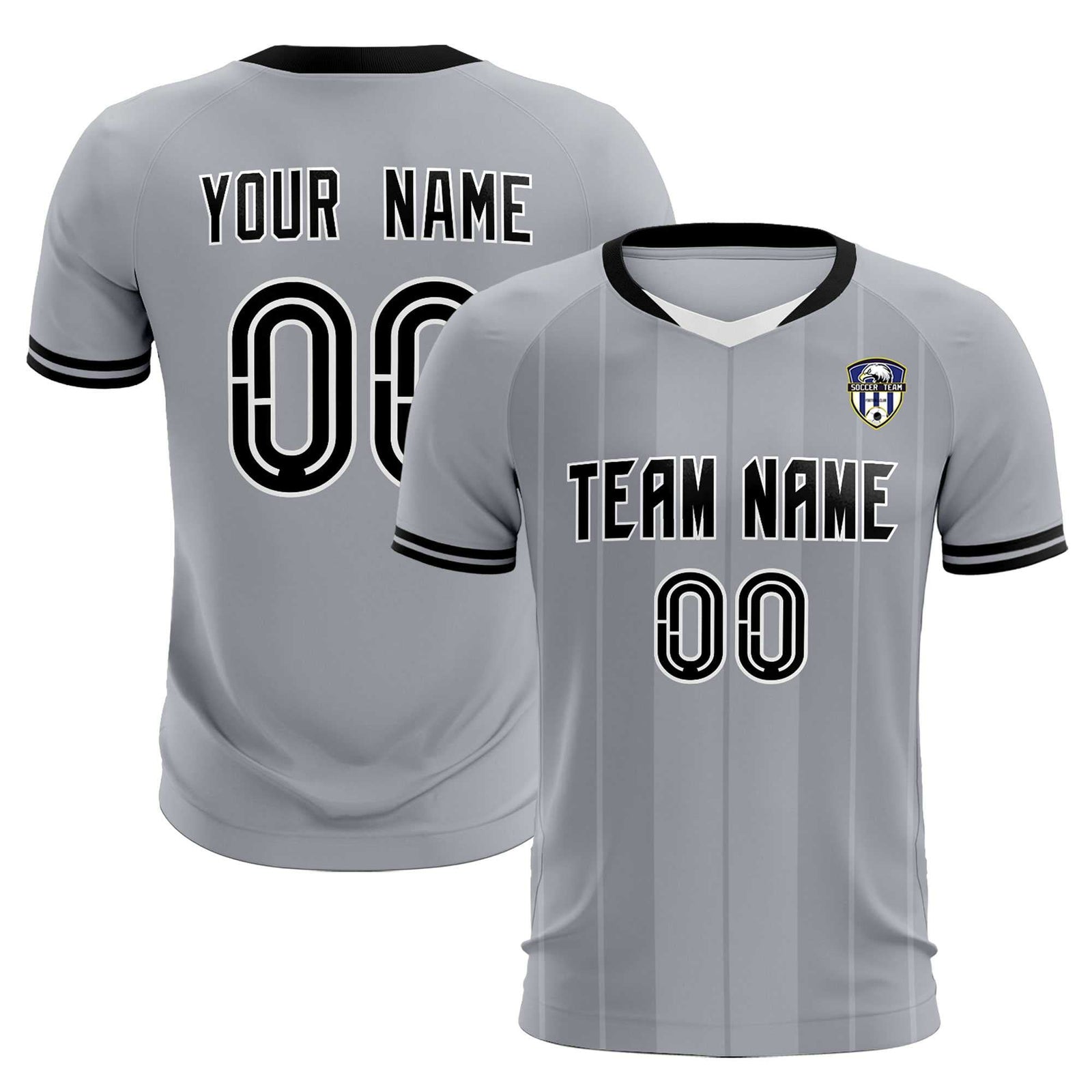 Custom Gray Classic Striped Personalized Soccer Tops/Sets Jersey