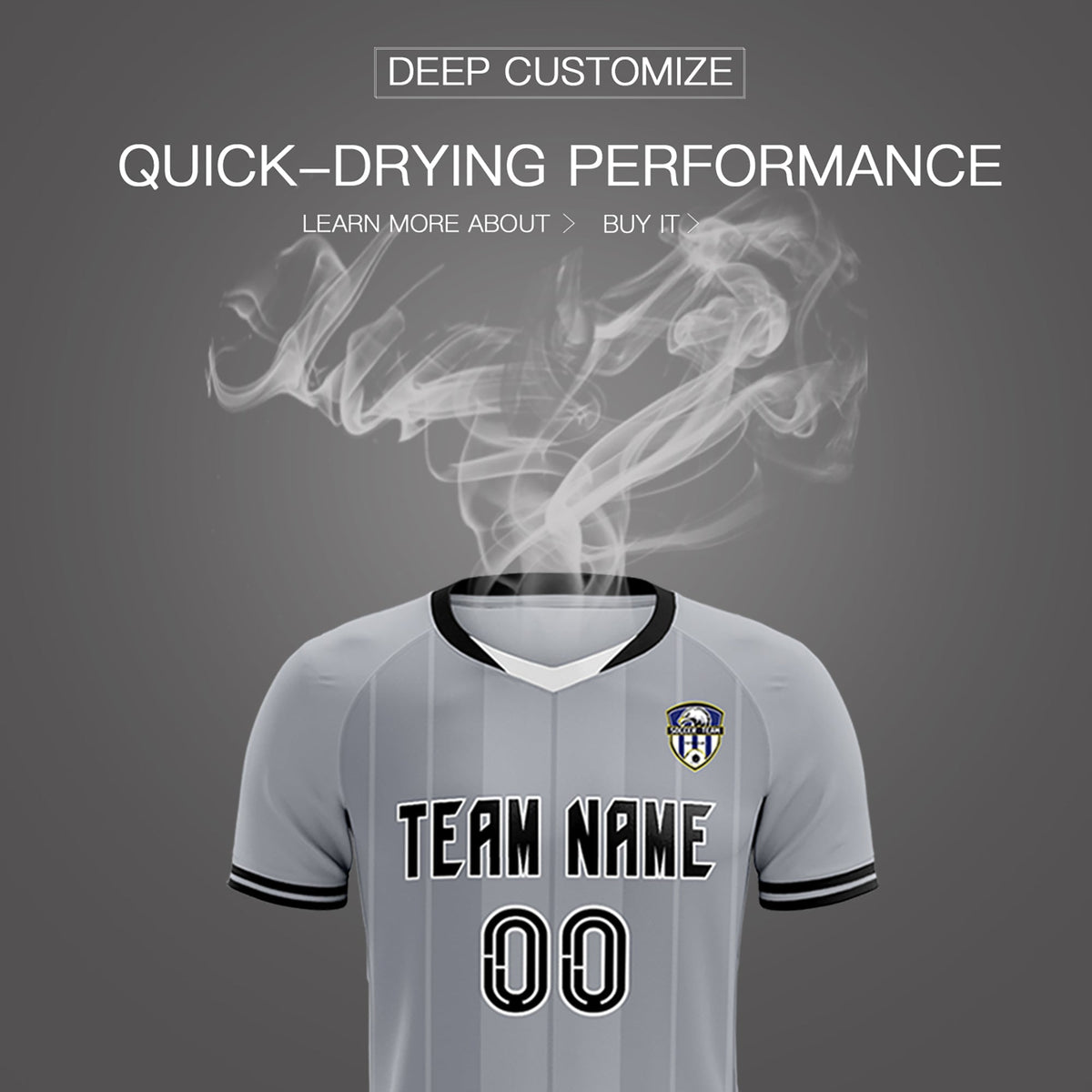 Custom Gray Classic Striped Personalized Soccer Tops/Sets Jersey