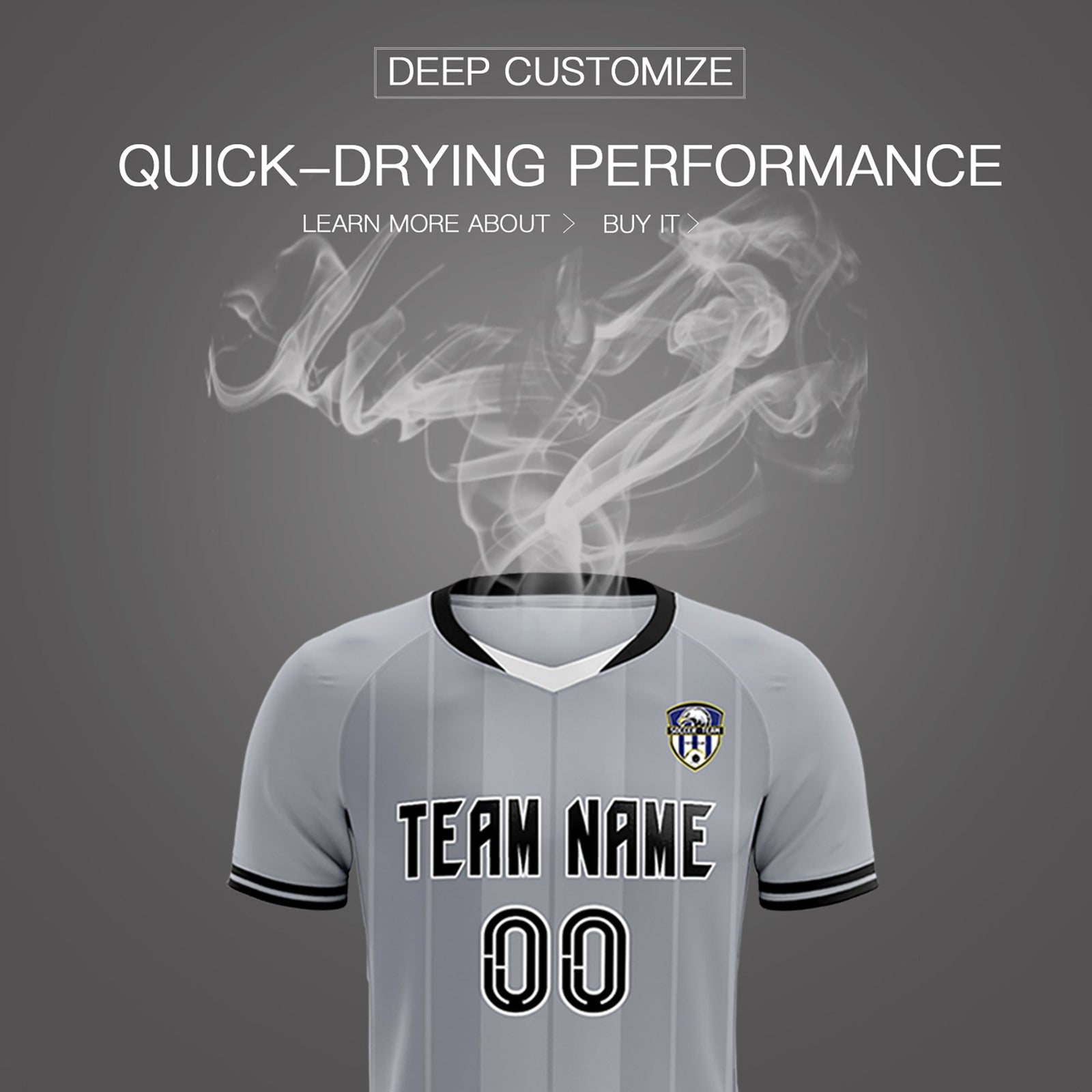 Custom Gray Classic Striped Personalized Soccer Tops/Sets Jersey