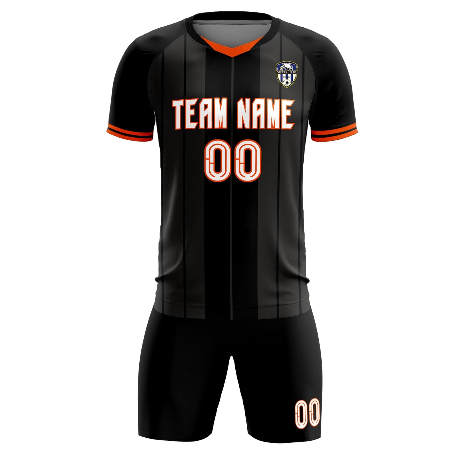 Custom Black Classic Striped Personalized Soccer Tops/Sets Jersey
