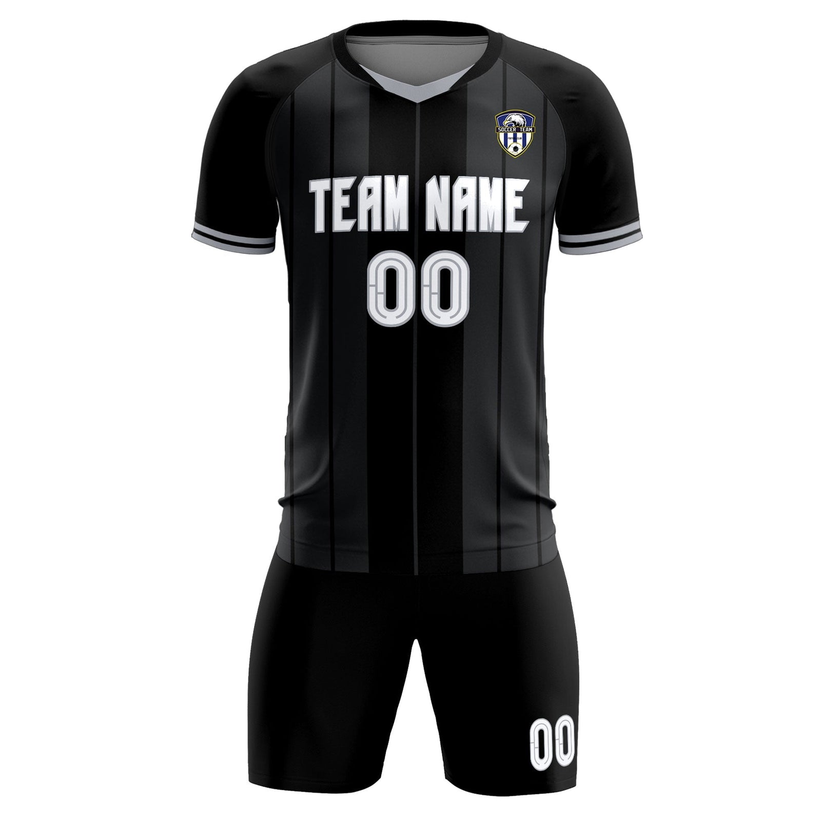 Custom Black Classic Striped Personalized Soccer Tops/Sets Jersey