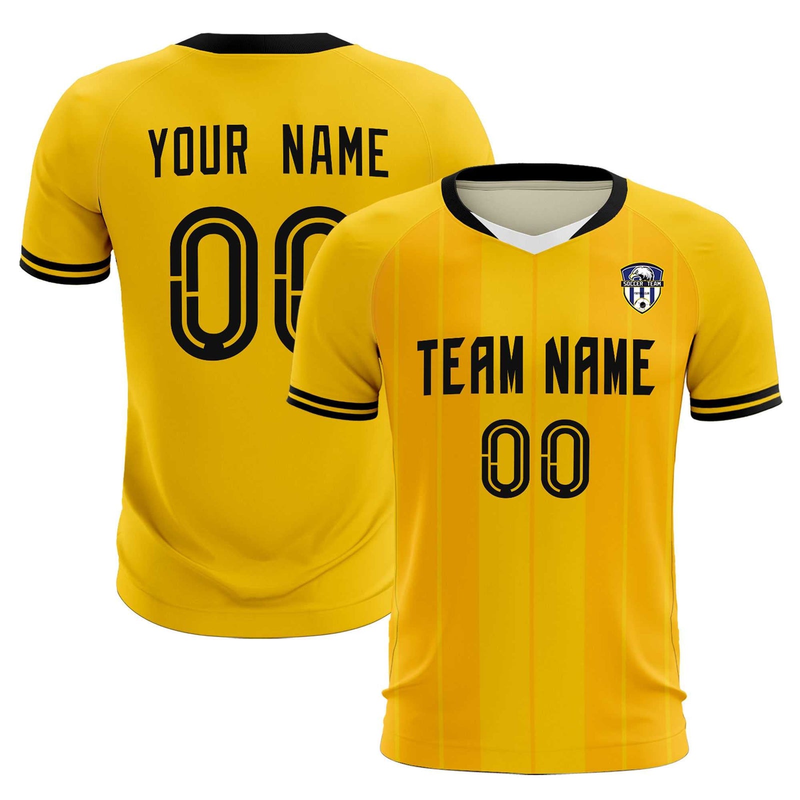 Custom Gold Classic Striped Personalized Soccer Tops/Sets Jersey