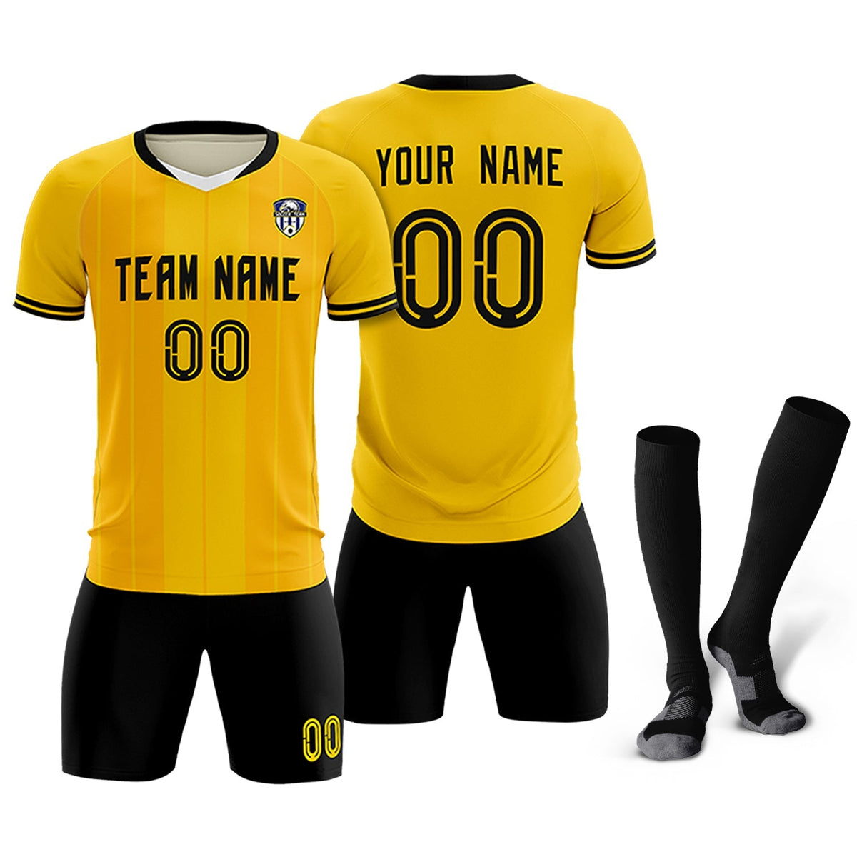 Custom Gold Classic Striped Personalized Soccer Tops/Sets Jersey
