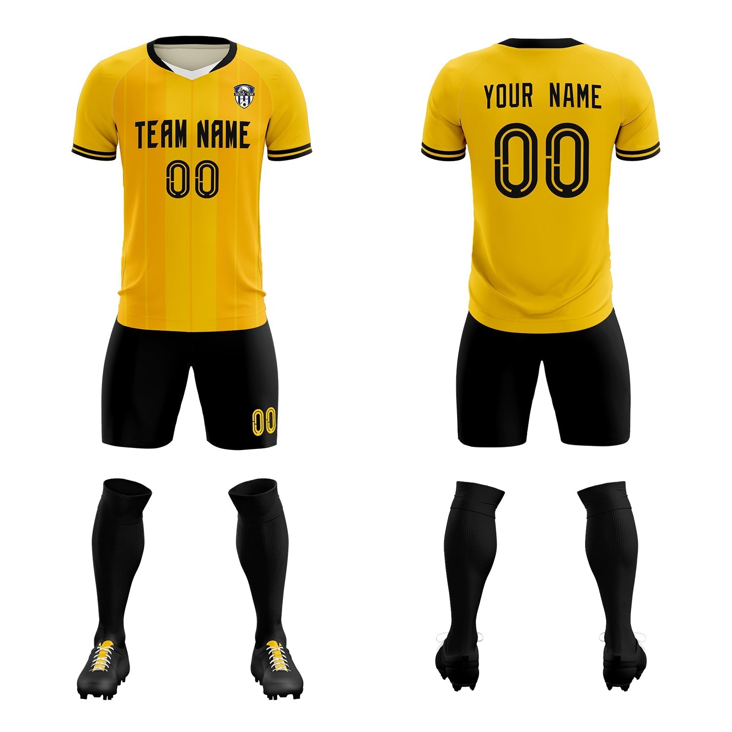Custom Gold Classic Striped Personalized Soccer Tops/Sets Jersey