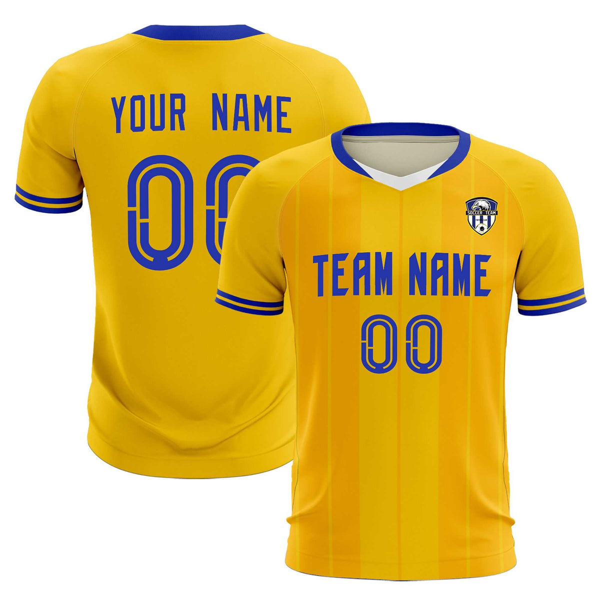 Custom Gold Classic Striped Personalized Soccer Tops/Sets Jersey