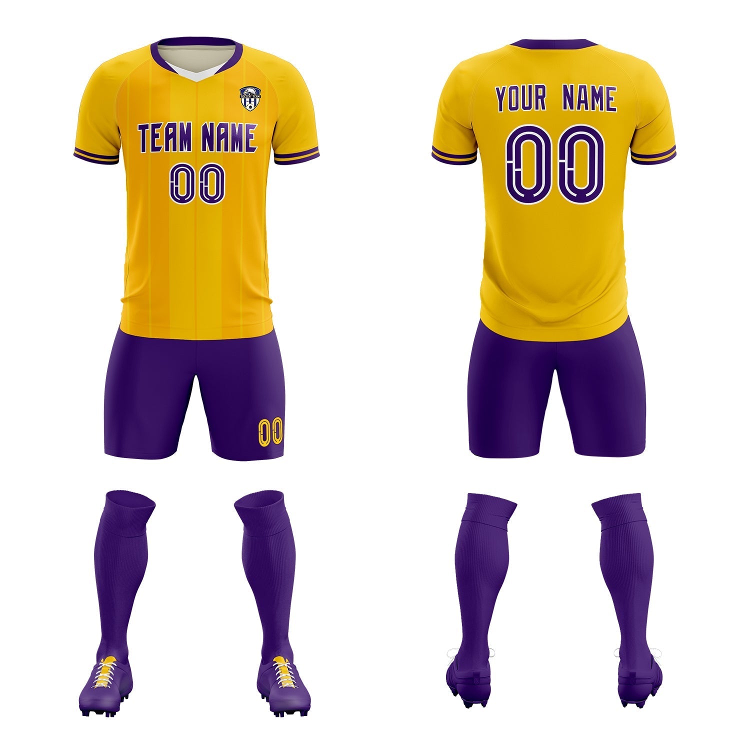 Custom Gold Classic Striped Personalized Soccer Tops/Sets Jersey