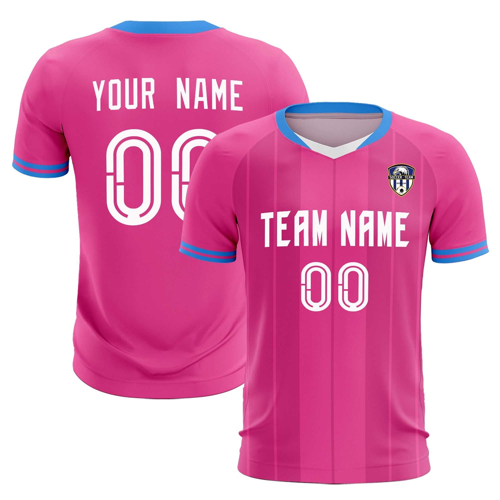Custom Pink Classic Striped Personalized Soccer Tops/Sets Jersey