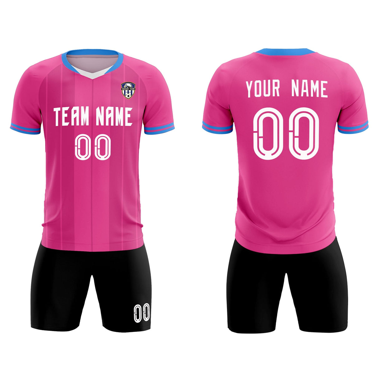 Custom Pink Classic Striped Personalized Soccer Tops/Sets Jersey