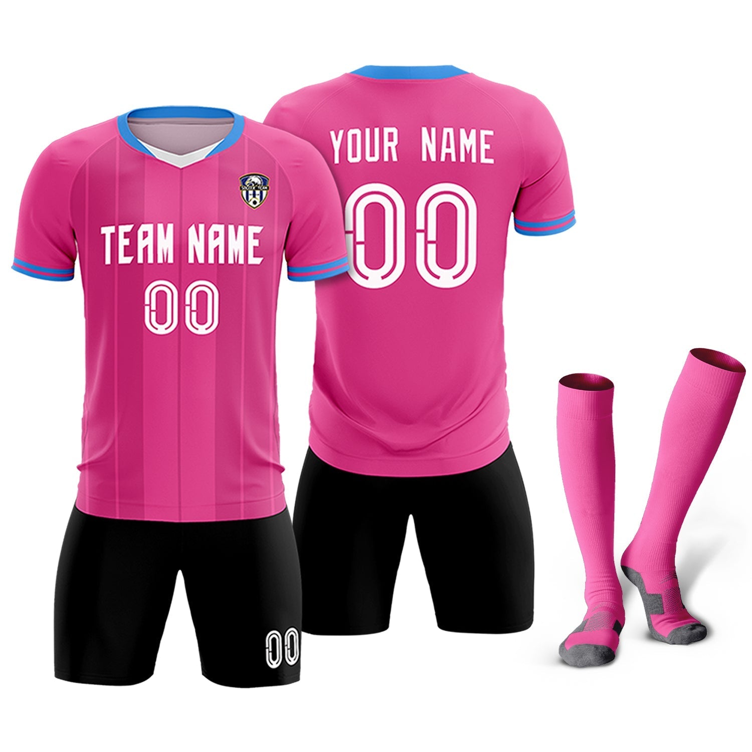 Custom Pink Classic Striped Personalized Soccer Tops/Sets Jersey