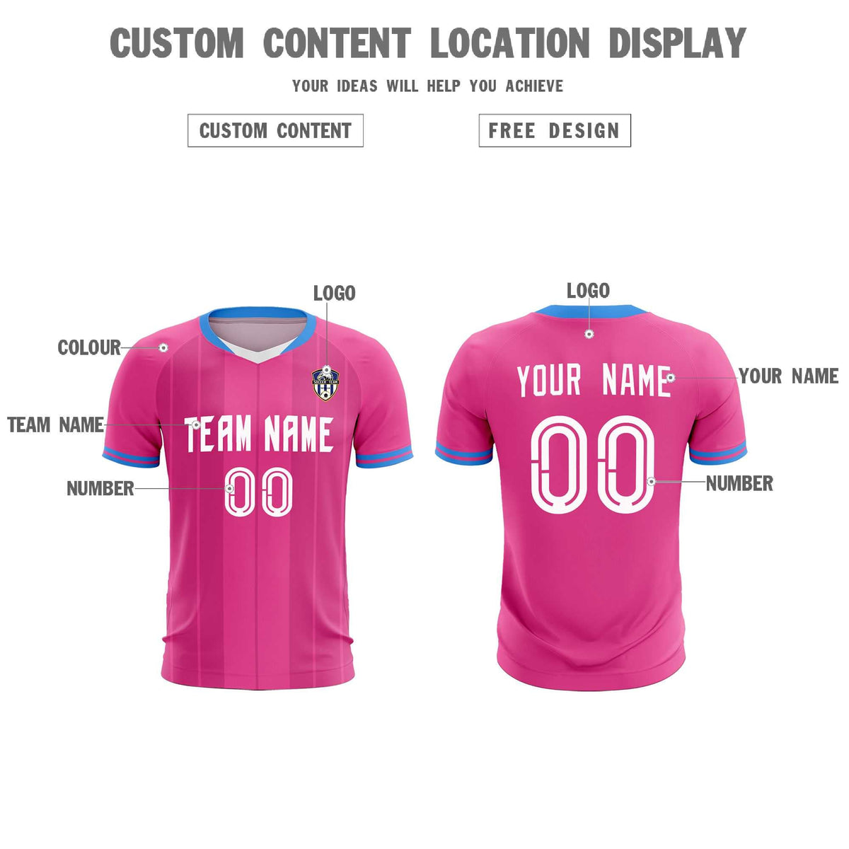 Custom Pink Classic Striped Personalized Soccer Tops/Sets Jersey