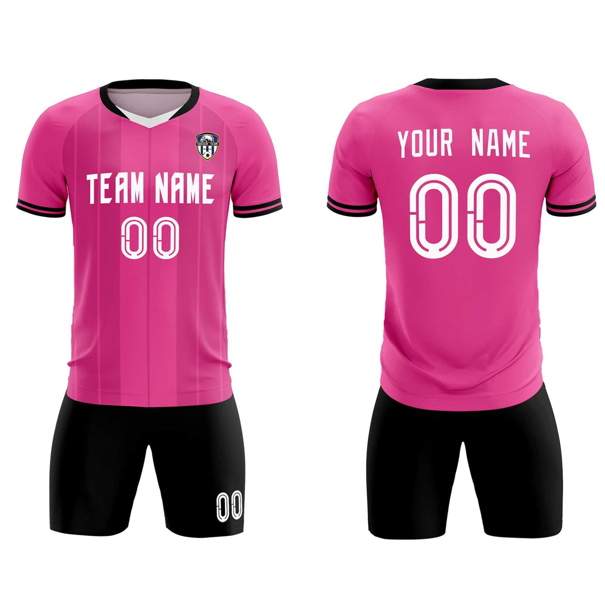 Custom Pink Classic Striped Personalized Soccer Tops/Sets Jersey