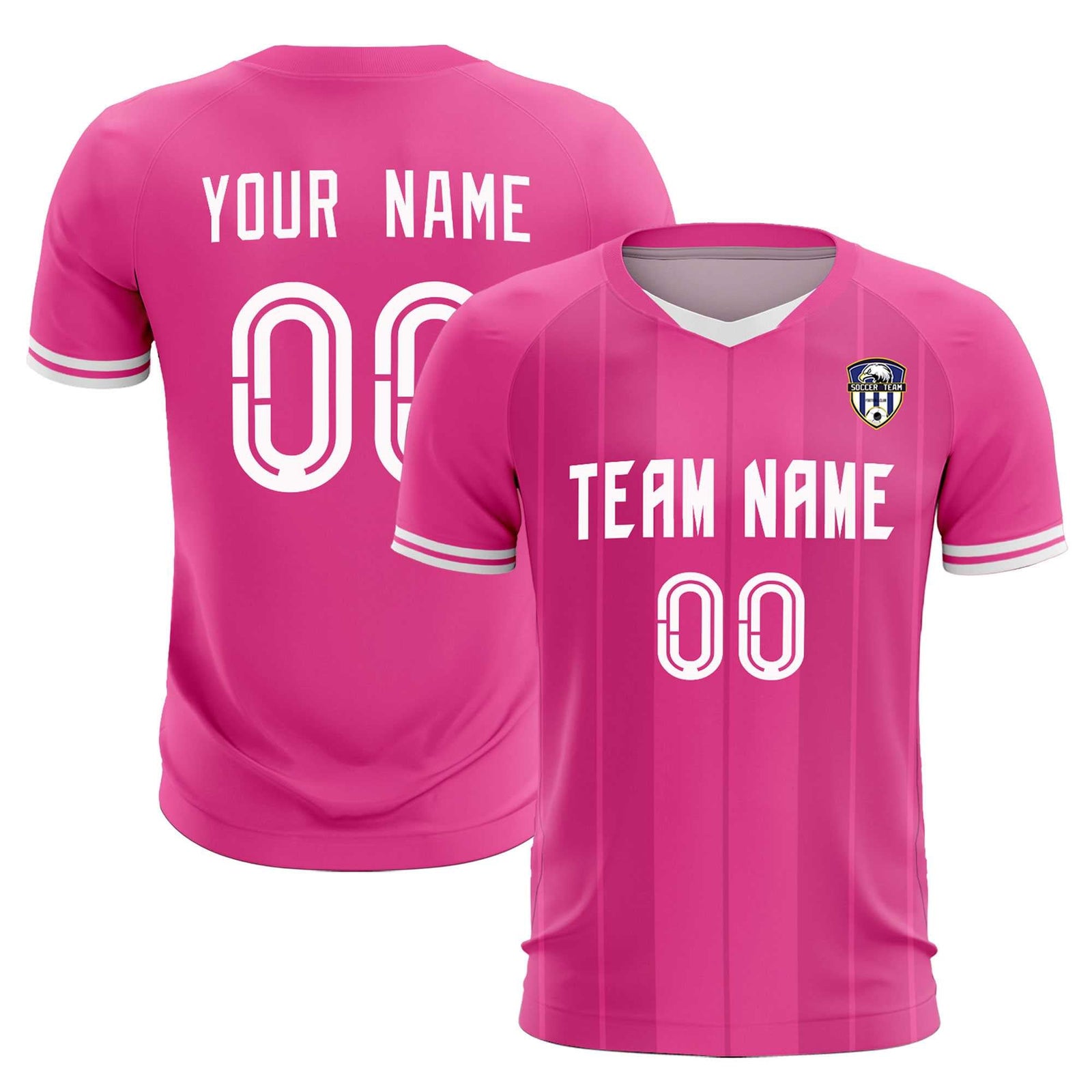 Custom Pink Classic Striped Personalized Soccer Tops/Sets Jersey