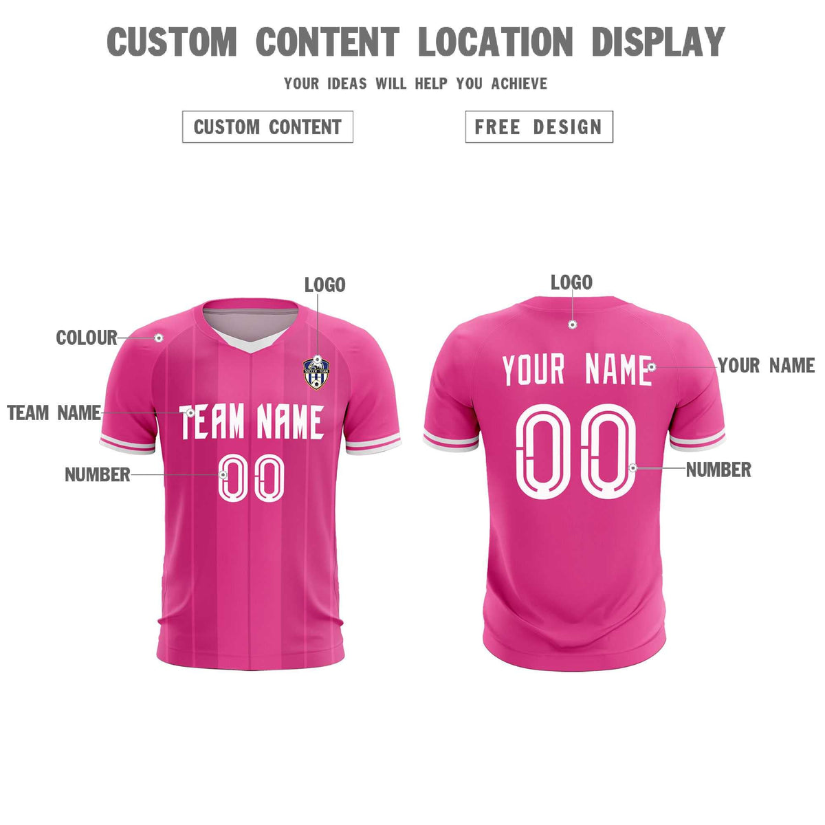 Custom Pink Classic Striped Personalized Soccer Tops/Sets Jersey