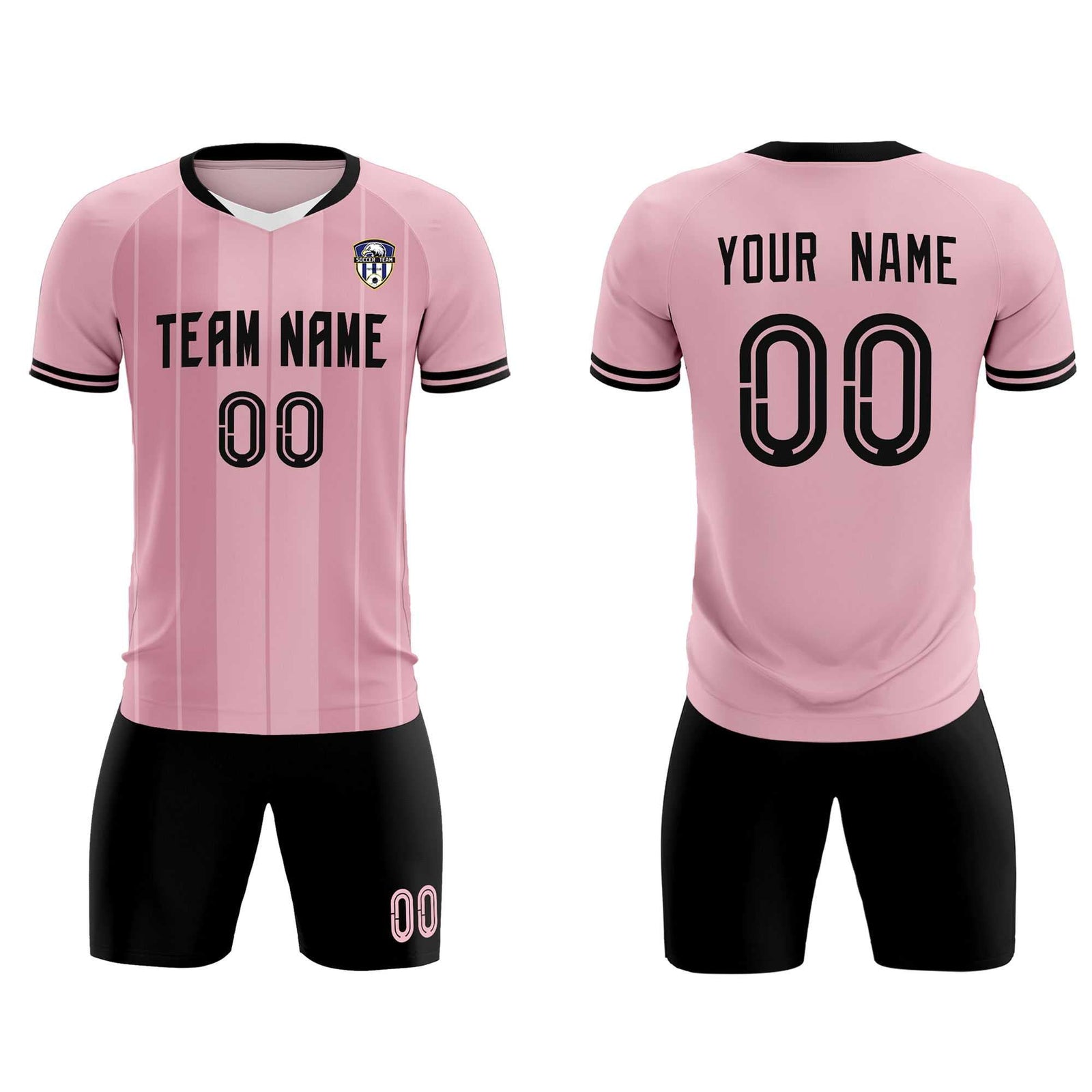 Custom Light Pink Classic Striped Personalized Soccer Tops/Sets Jersey