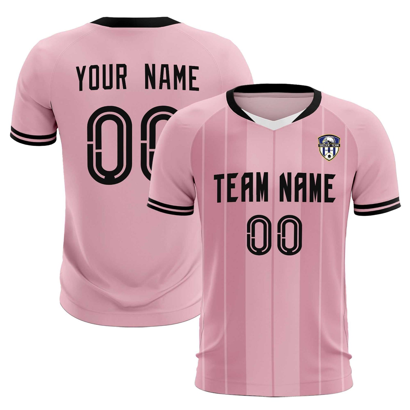 Custom Light Pink Classic Striped Personalized Soccer Tops/Sets Jersey