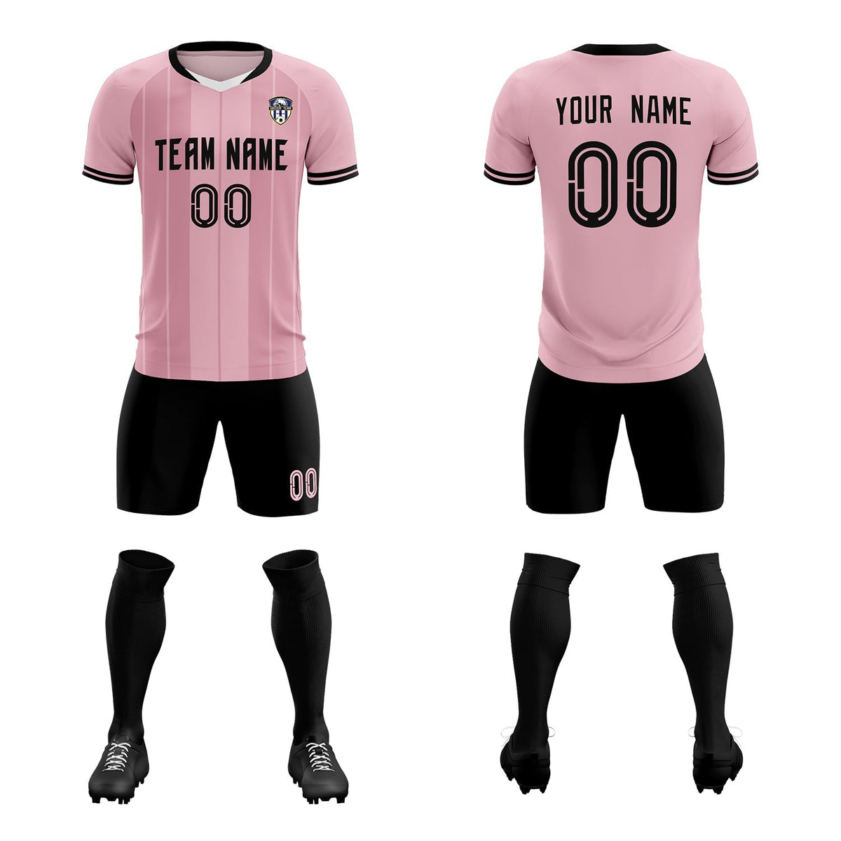 Custom Light Pink Classic Striped Personalized Soccer Tops/Sets Jersey
