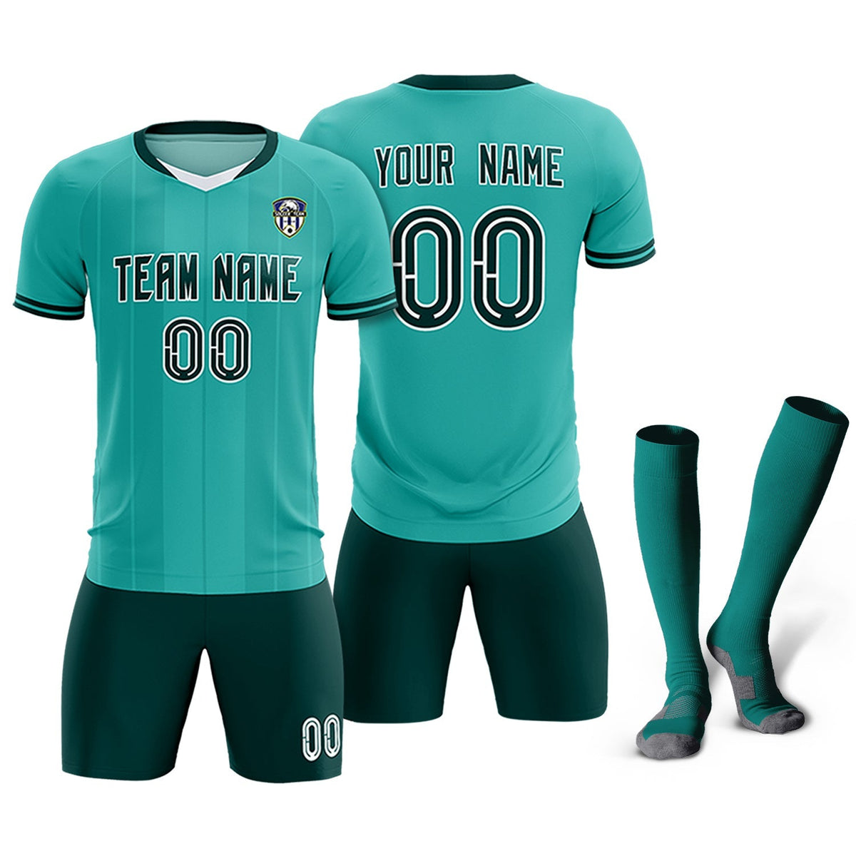 Custom Bright Green Classic Striped Personalized Soccer Tops/Sets Jersey