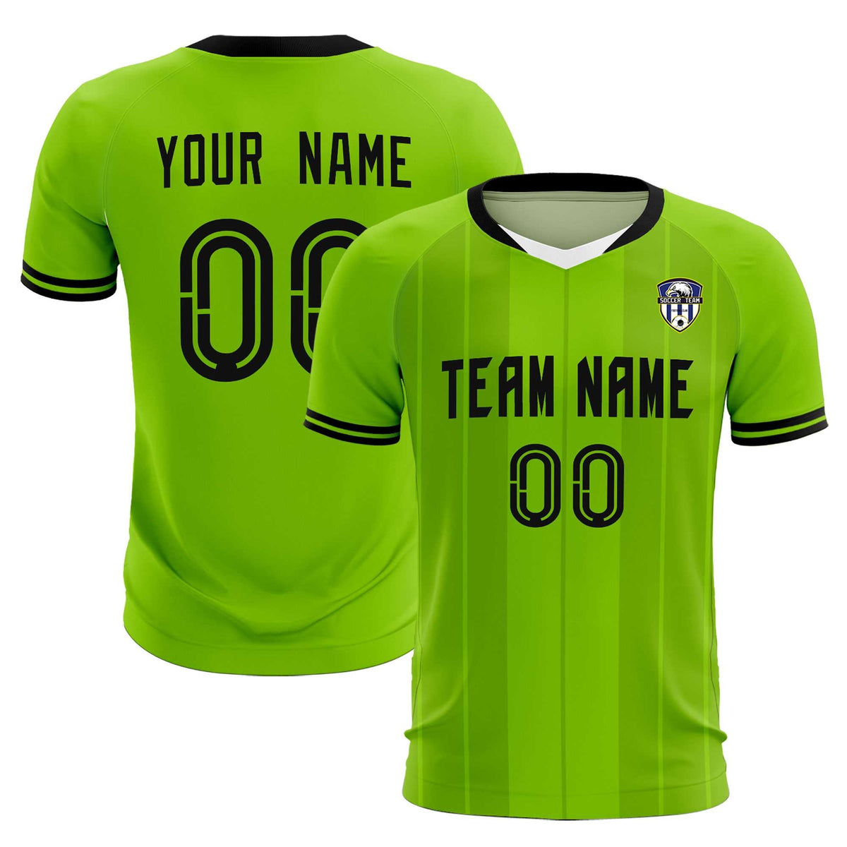 Custom Neon Green Classic Striped Personalized Soccer Tops/Sets Jersey
