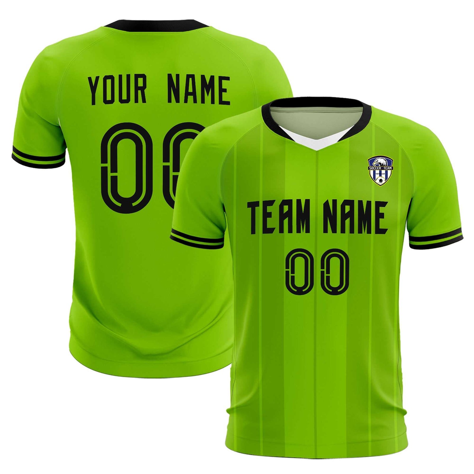 Custom Neon Green Classic Striped Personalized Soccer Tops/Sets Jersey