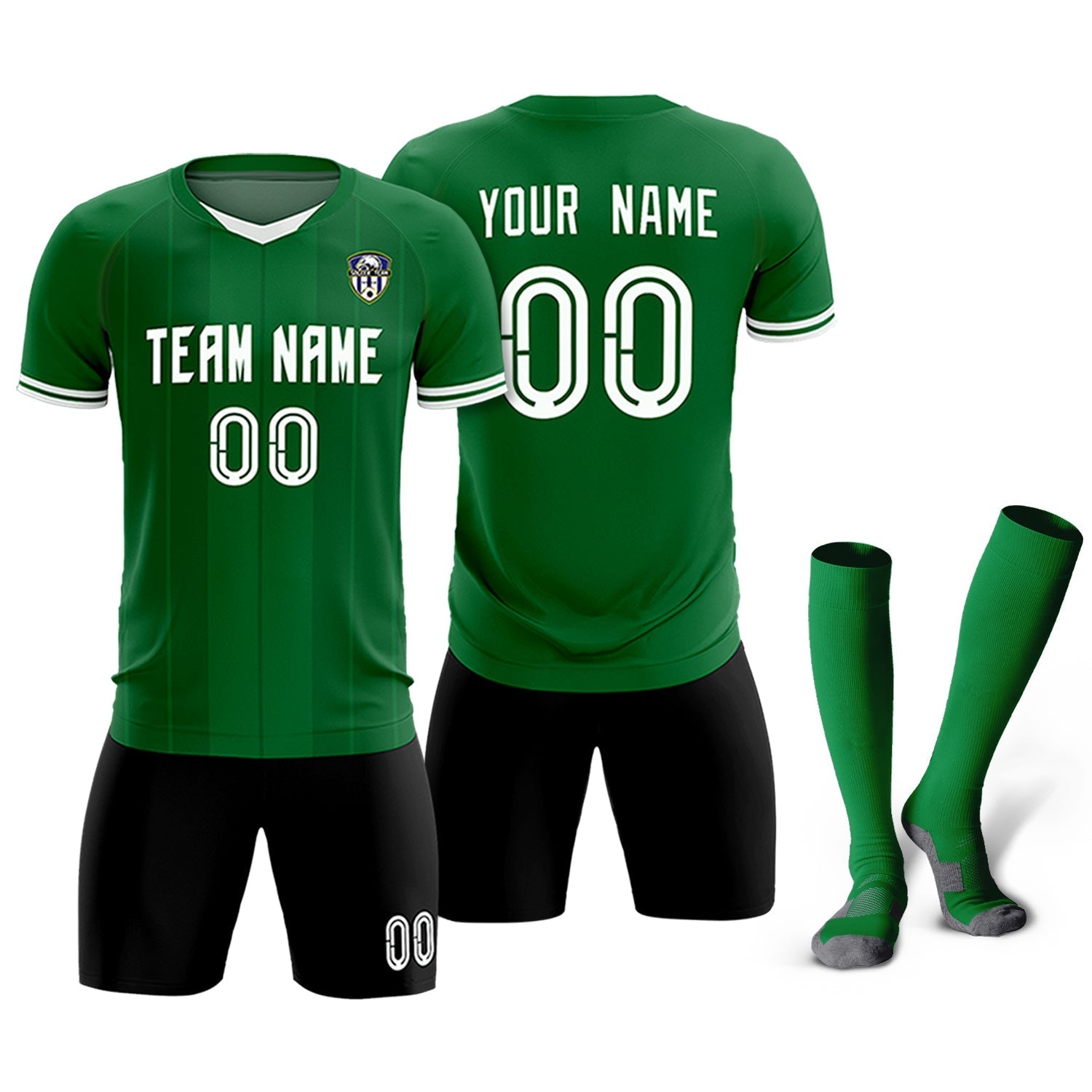 Custom Kelly Green Classic Striped Personalized Soccer Tops/Sets Jersey