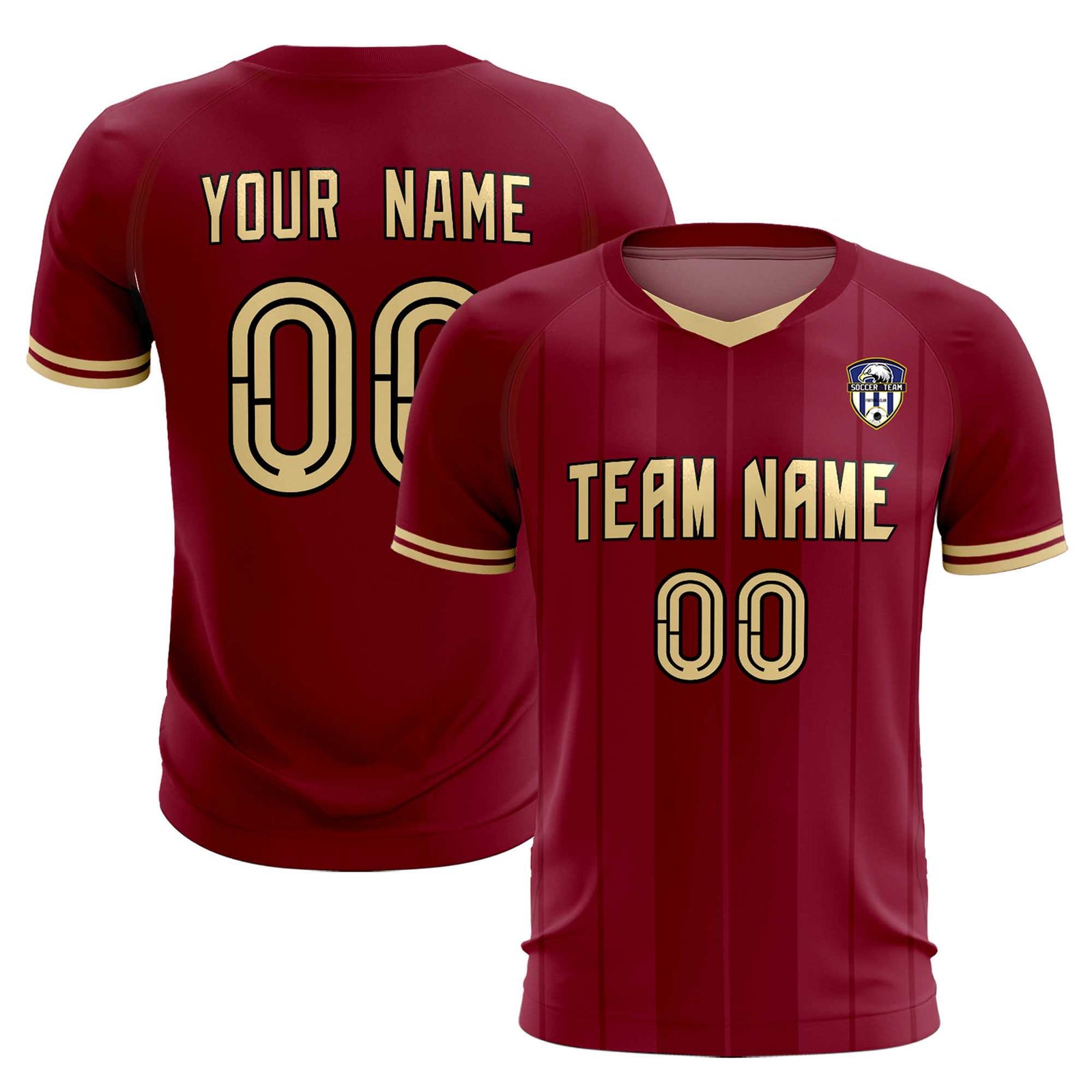 Custom Crimson Classic Striped Personalized Soccer Tops/Sets Jersey