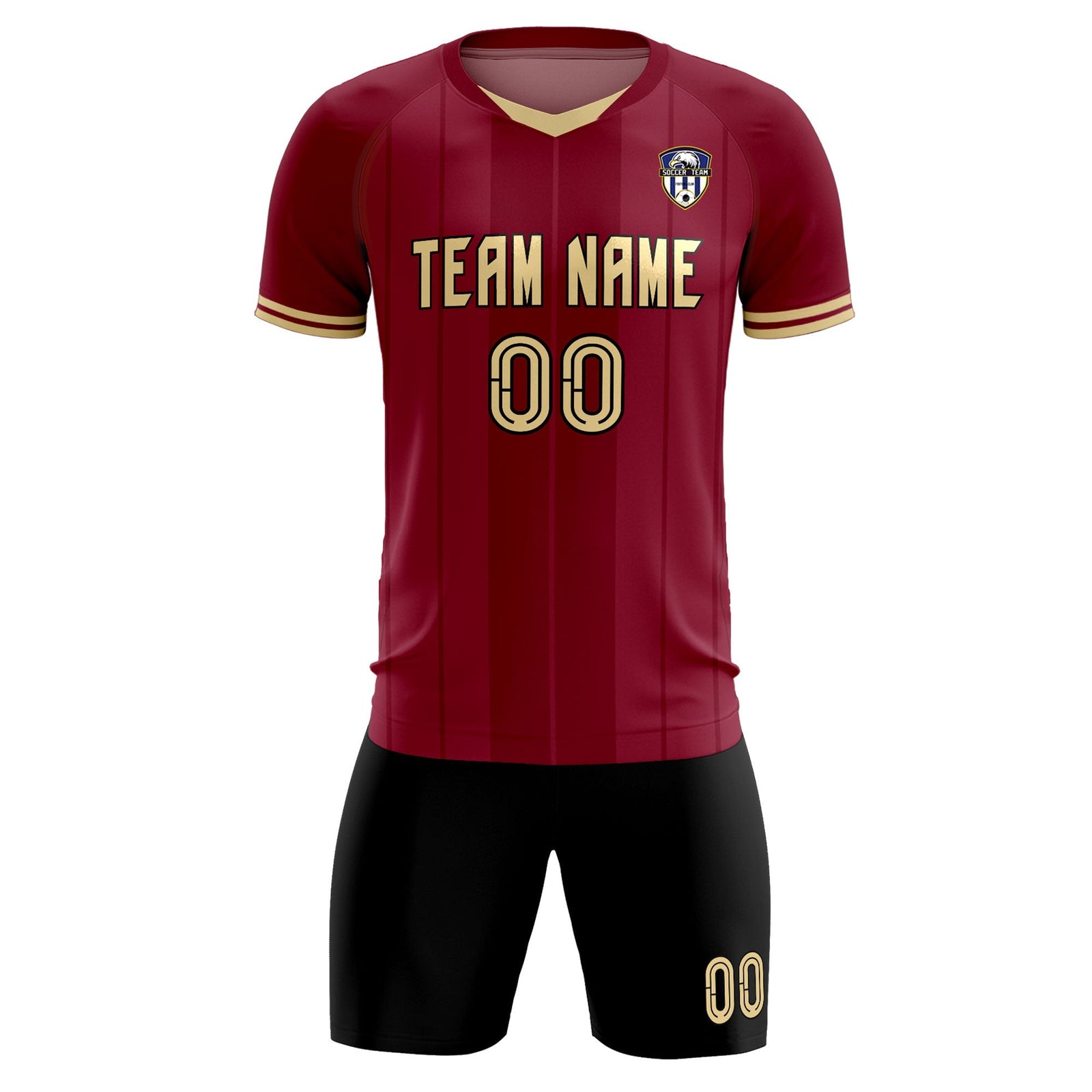 Custom Crimson Classic Striped Personalized Soccer Tops/Sets Jersey