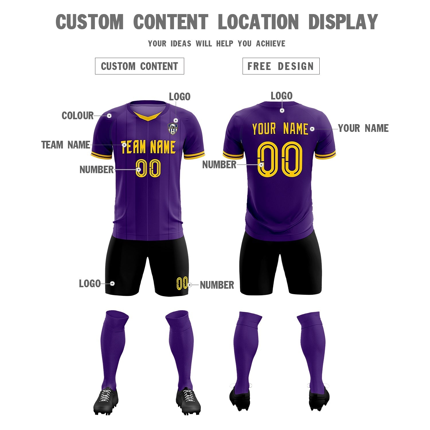 Custom Purple Classic Striped Personalized Soccer Tops/Sets Jersey