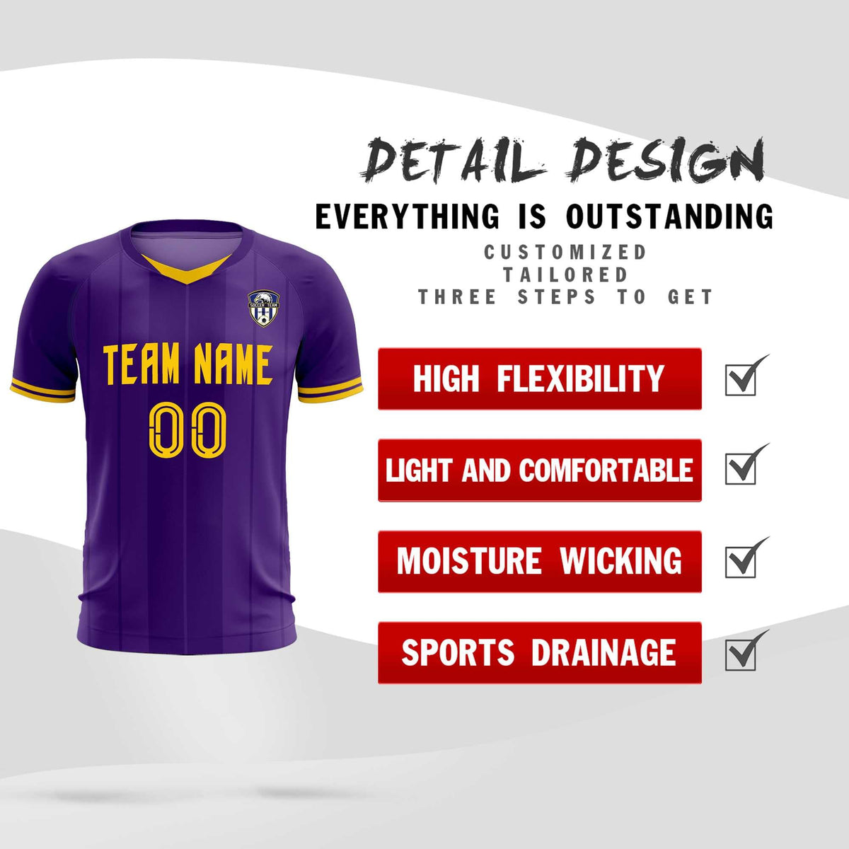 Custom Purple Classic Striped Personalized Soccer Tops/Sets Jersey