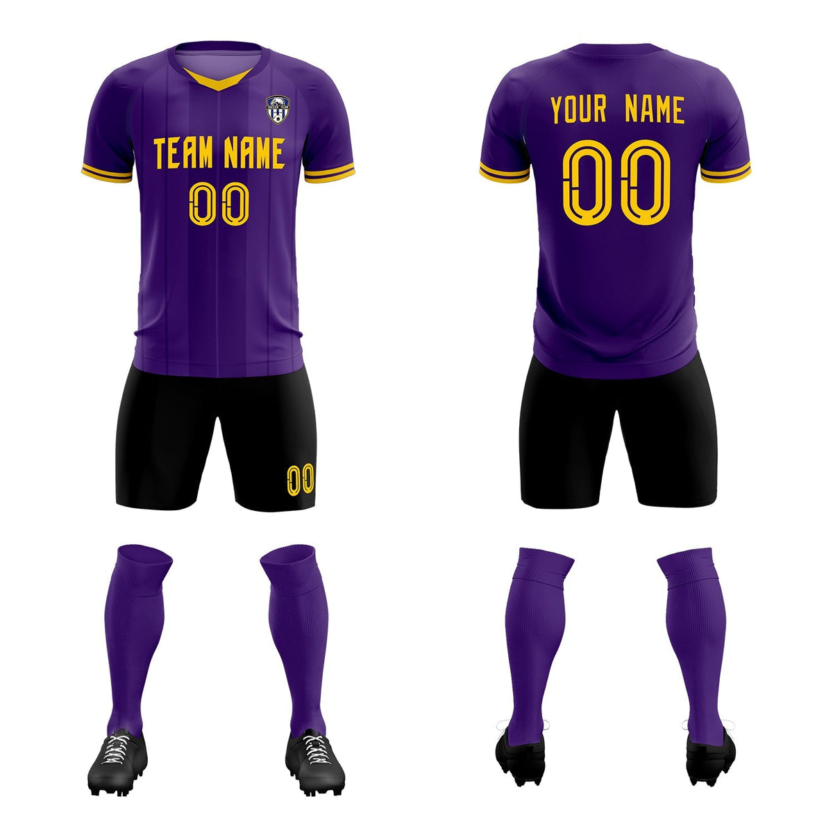 Custom Purple Classic Striped Personalized Soccer Tops/Sets Jersey