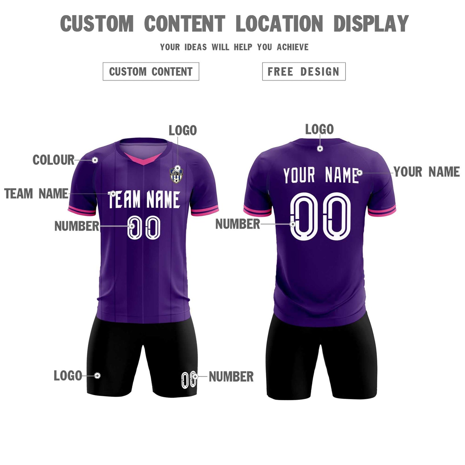 Custom Purple Classic Striped Personalized Soccer Tops/Sets Jersey