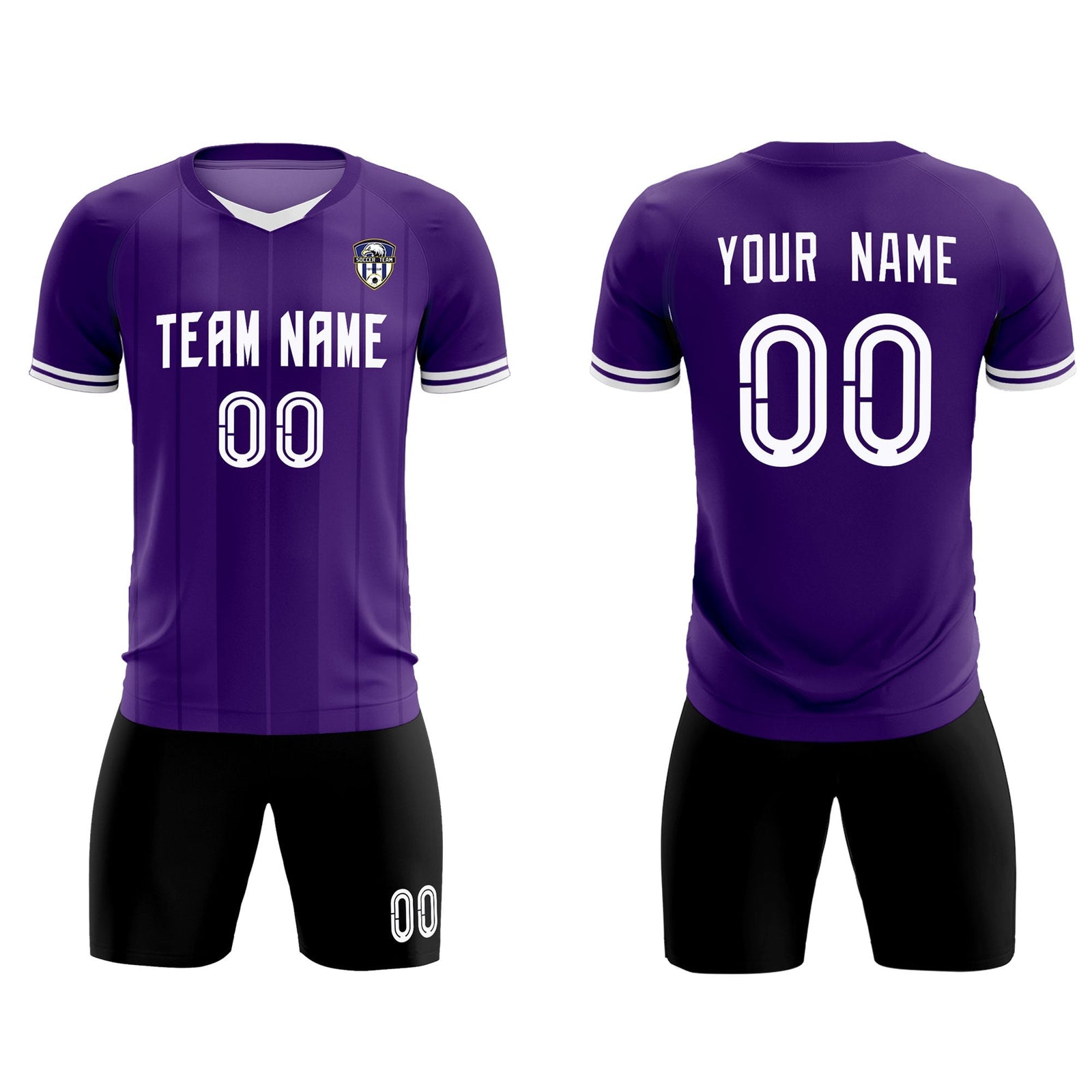 Custom Purple Classic Striped Personalized Soccer Tops/Sets Jersey
