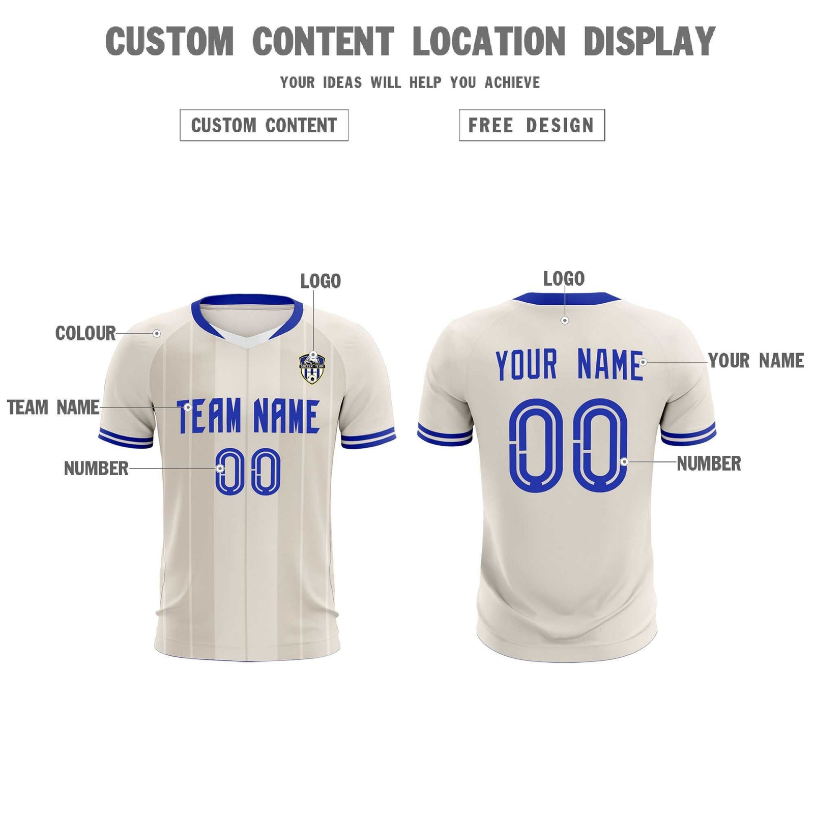 Custom Cream Classic Striped Personalized Soccer Tops/Sets Jersey