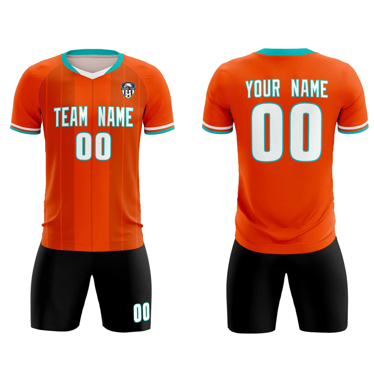 Custom Orange Classic Striped Personalized Soccer Tops/Sets Jersey