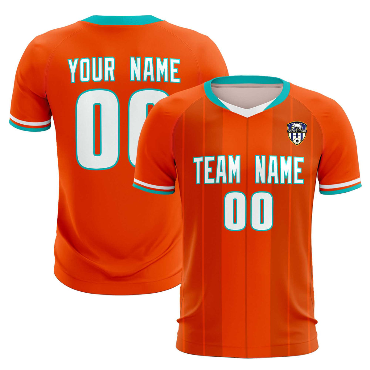 Custom Orange Classic Striped Personalized Soccer Tops/Sets Jersey