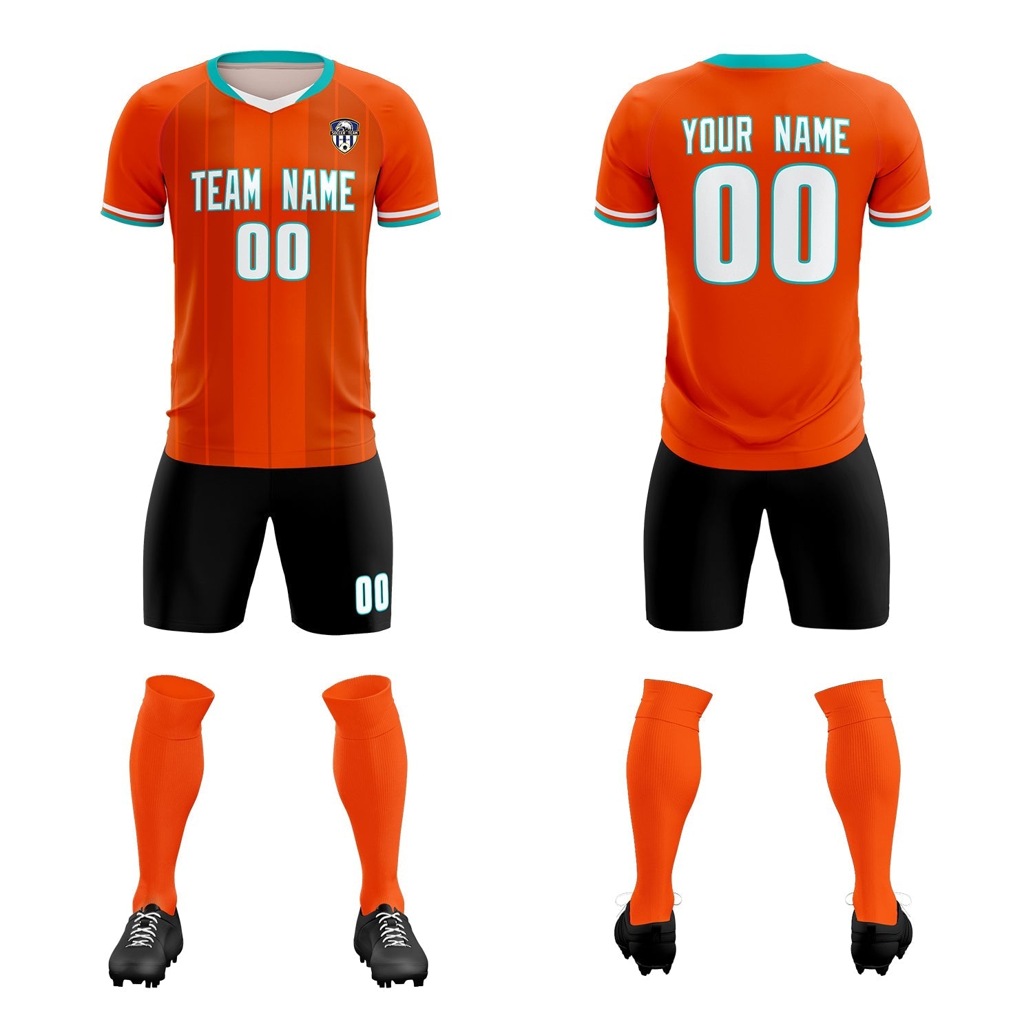 Custom Orange Classic Striped Personalized Soccer Tops/Sets Jersey