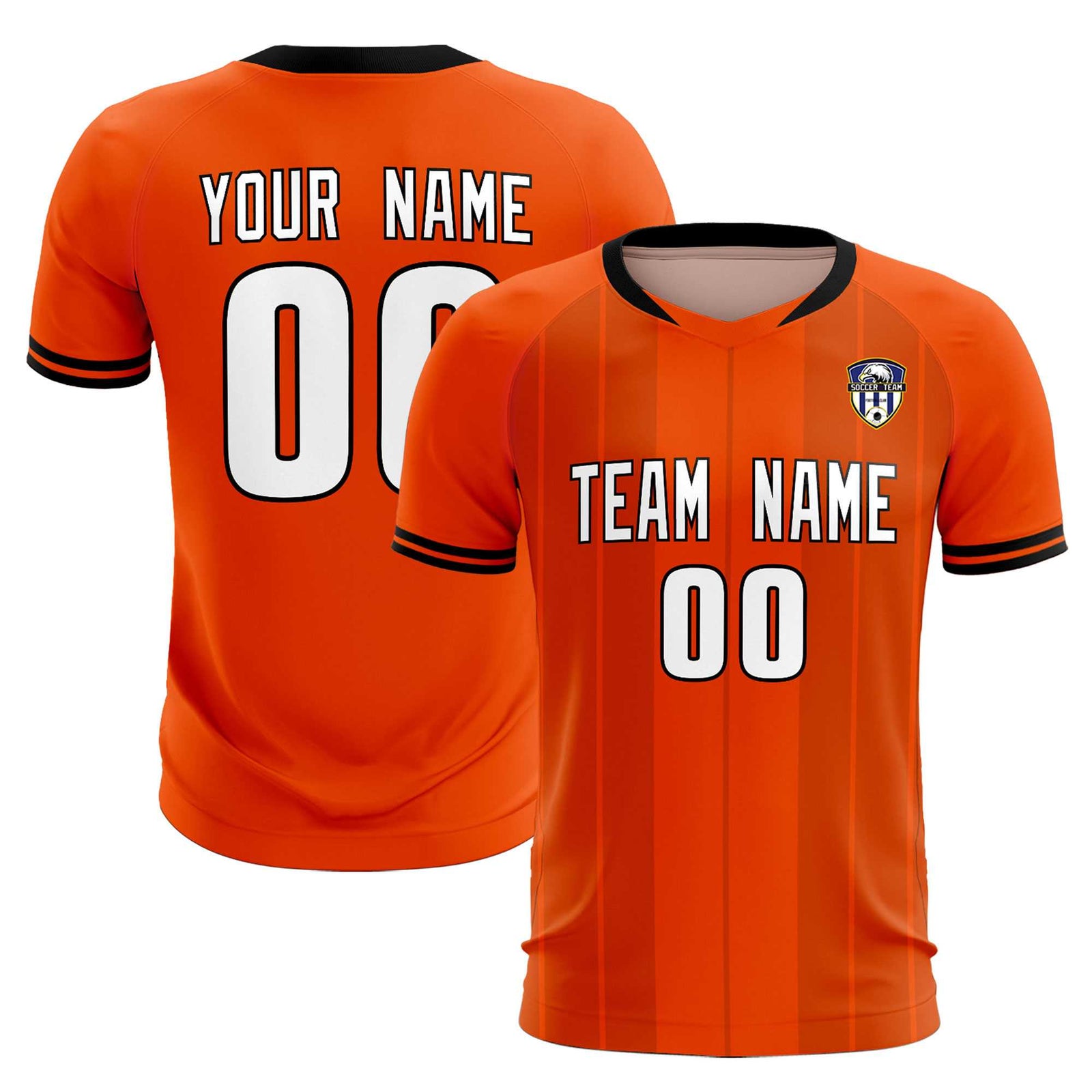 Custom Orange Classic Striped Personalized Soccer Tops/Sets Jersey