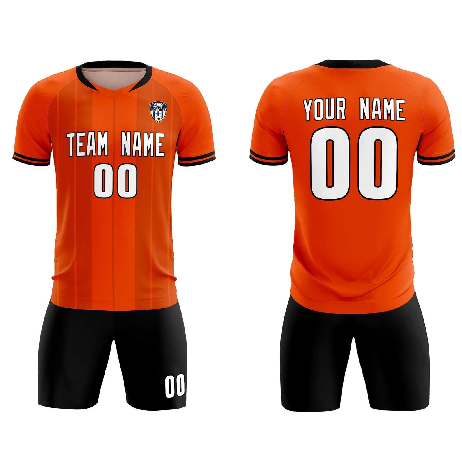 Custom Orange Classic Striped Personalized Soccer Tops/Sets Jersey