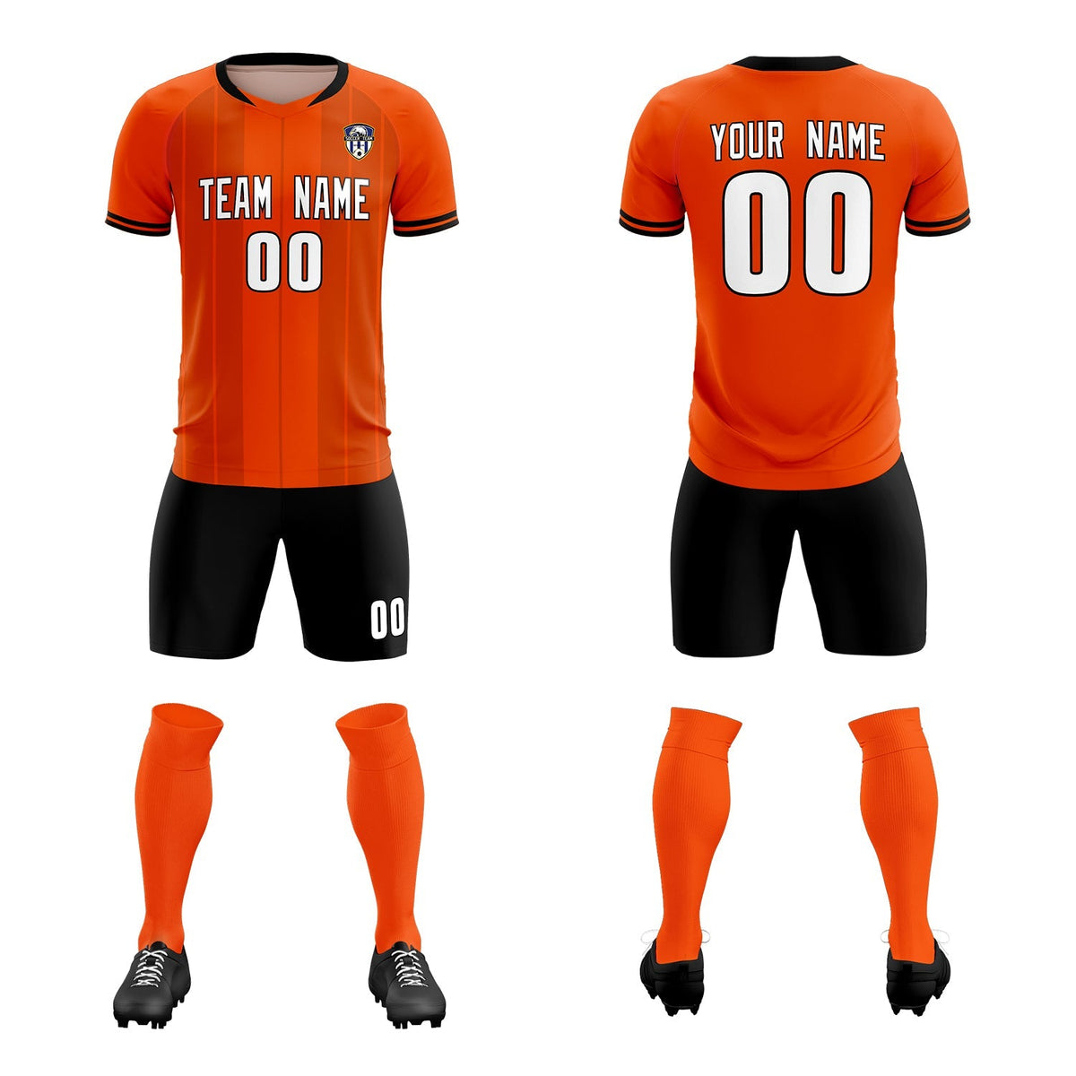 Custom Orange Classic Striped Personalized Soccer Tops/Sets Jersey