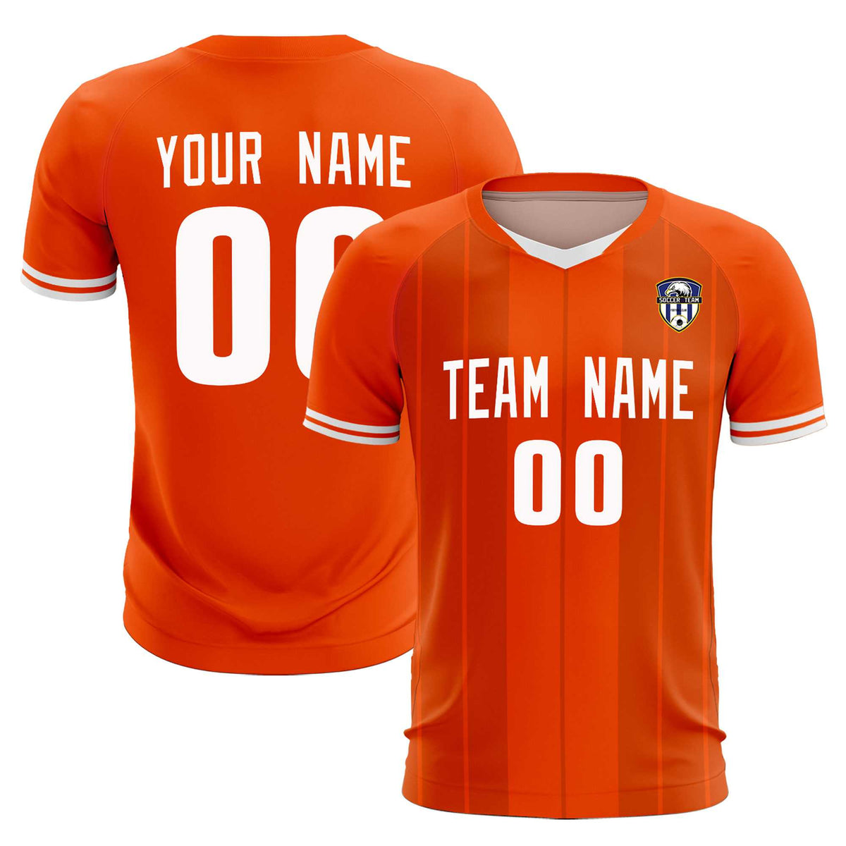 Custom Orange Classic Striped Personalized Soccer Tops/Sets Jersey