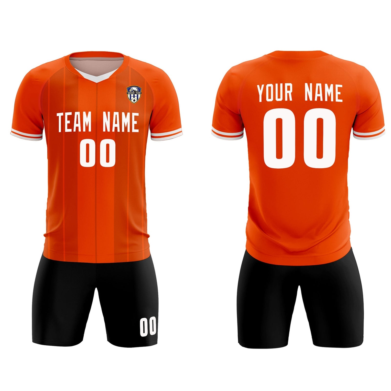 Custom Orange Classic Striped Personalized Soccer Tops/Sets Jersey