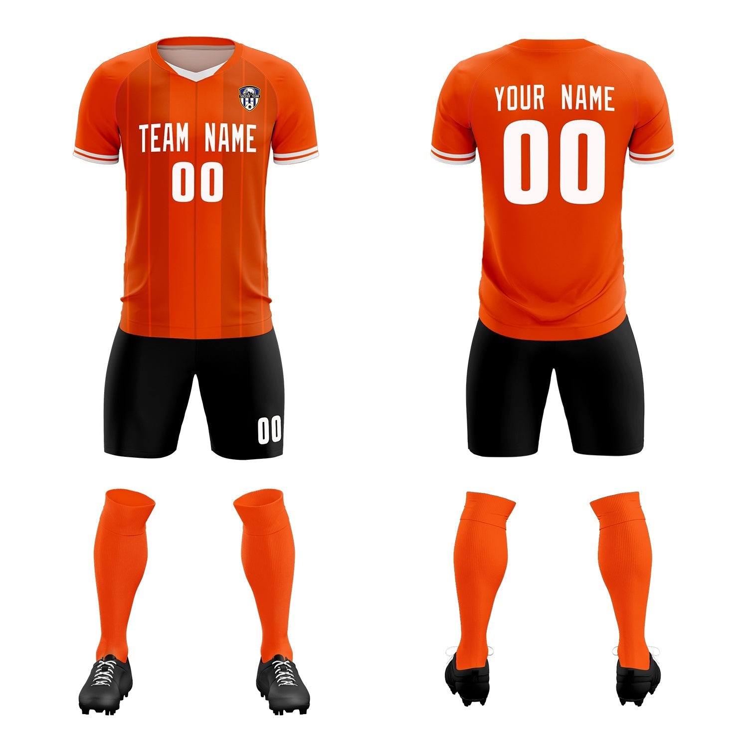 Custom Orange Classic Striped Personalized Soccer Tops/Sets Jersey