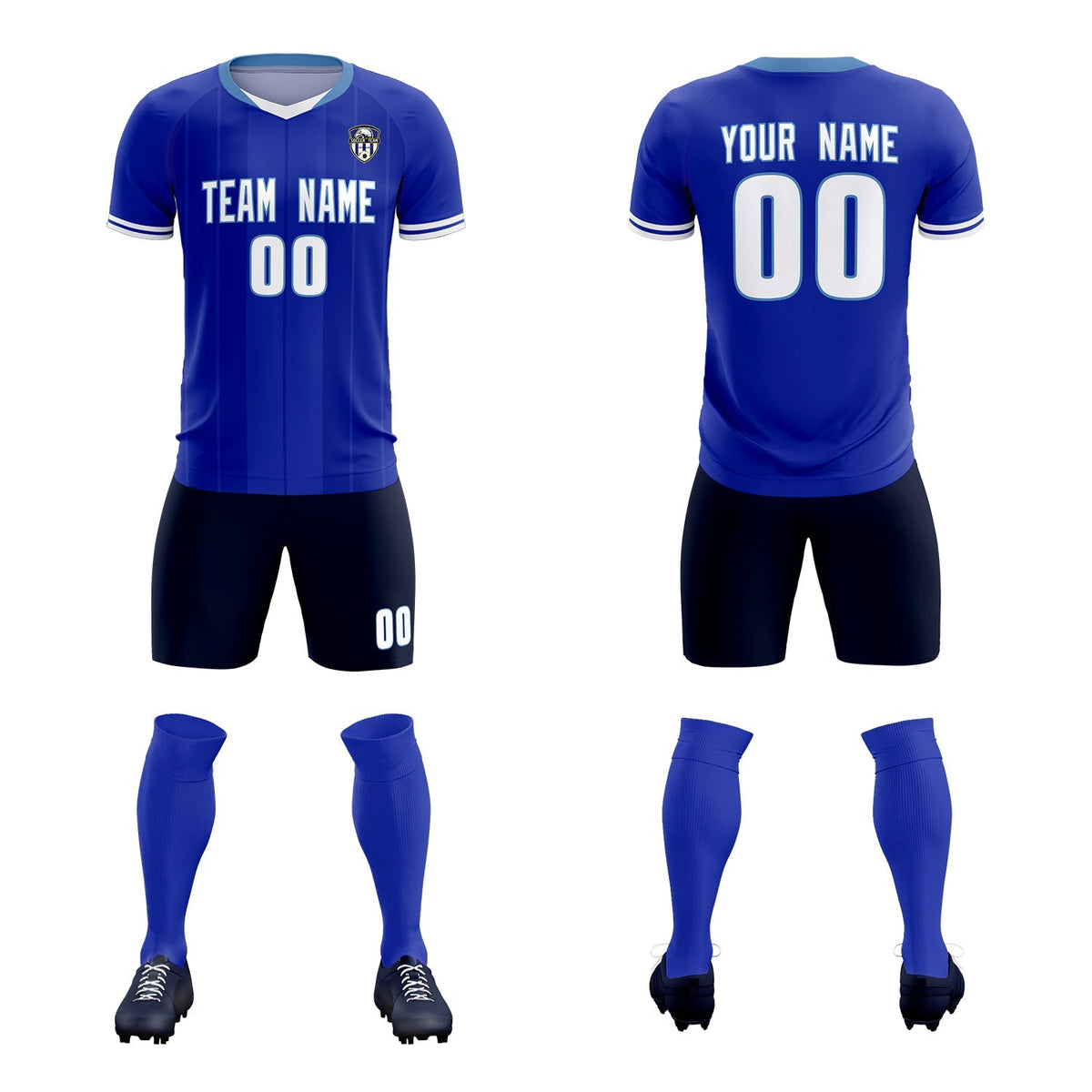 Custom Royal Classic Striped Personalized Soccer Tops/Sets Jersey