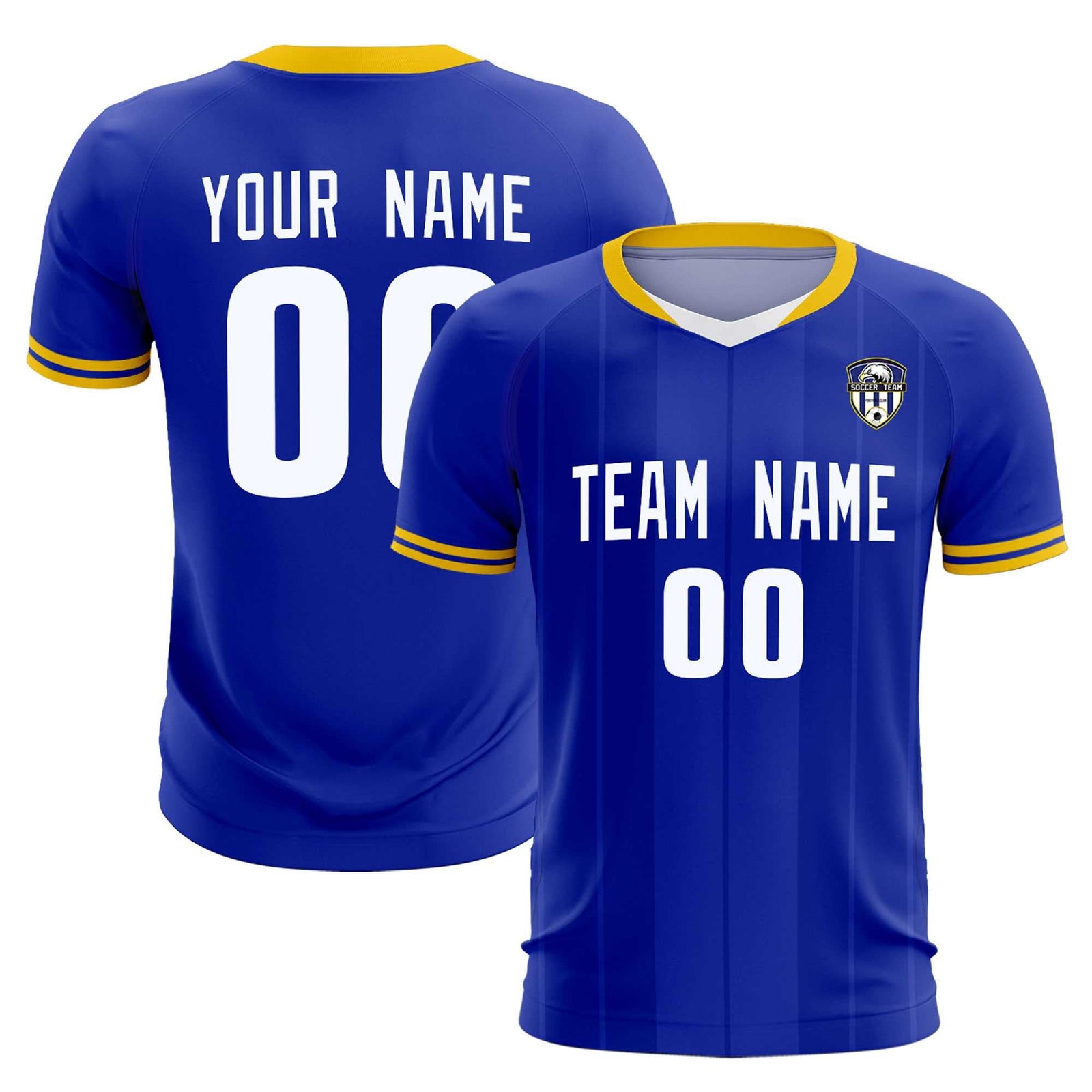 Custom Royal Classic Striped Personalized Soccer Tops/Sets Jersey
