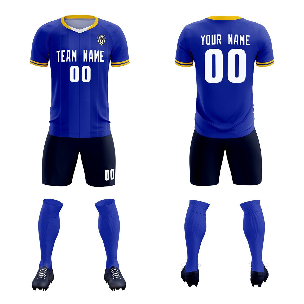Custom Royal Classic Striped Personalized Soccer Tops/Sets Jersey