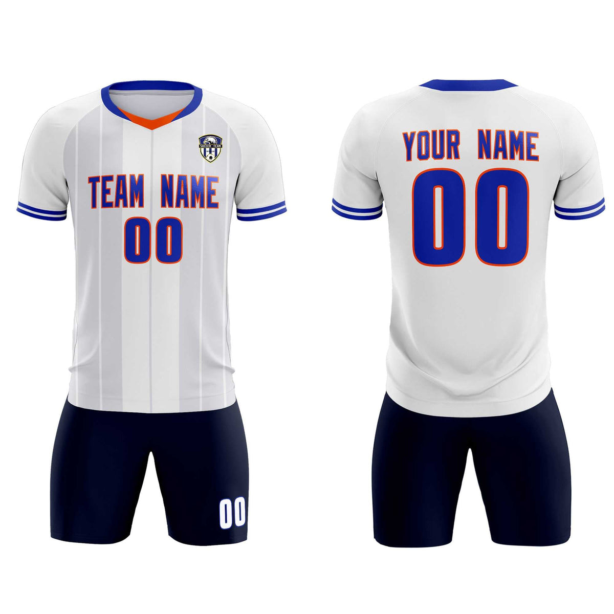 Custom White Classic Striped Personalized Soccer Tops/Sets Jersey